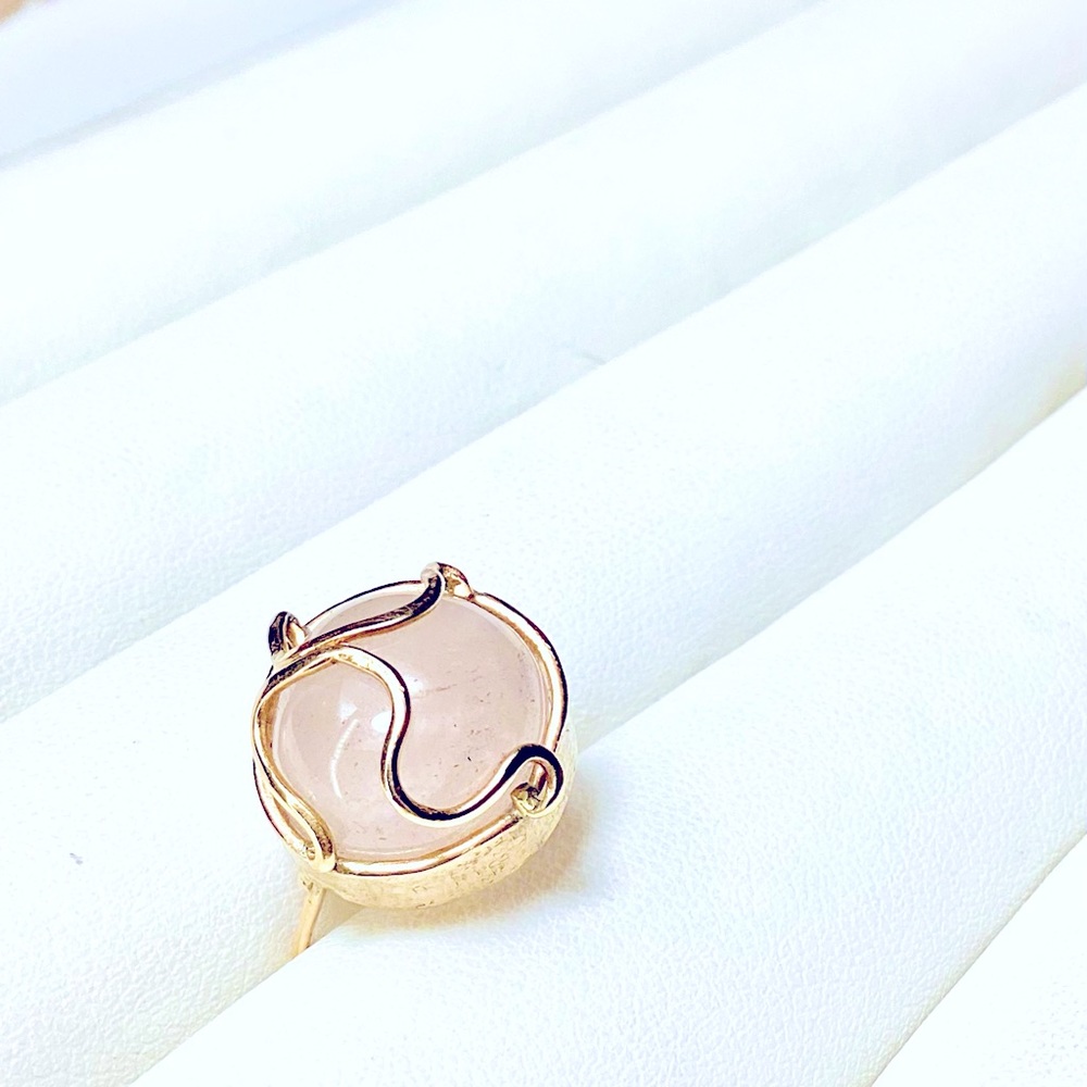 ROSE QUARTZ SPHERE RING - Picture 6 of 7